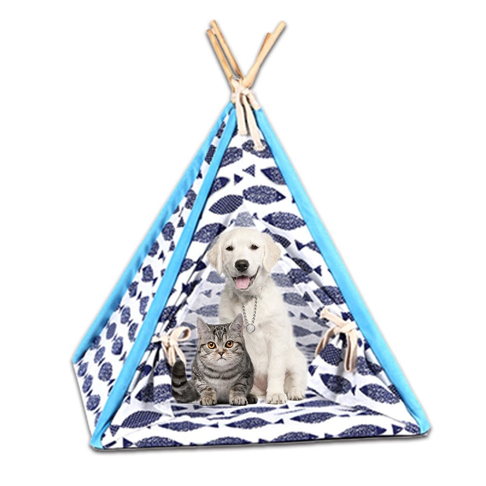 Washable Pet Tent Dog Bed Cat Shed House Portable Pet Teepee House with Mat Animals & Pet Supplies > Pet Supplies > Dog Supplies > Dog Houses Firlar   