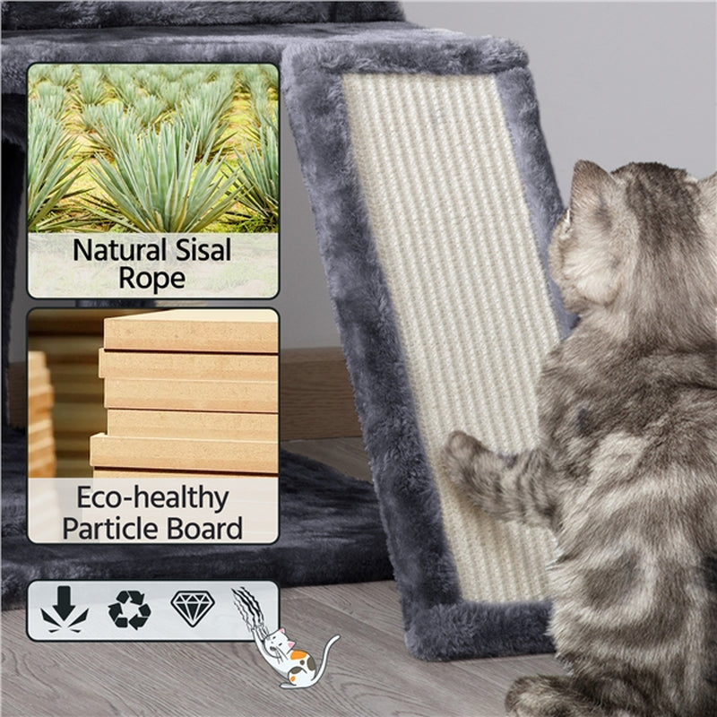 Smilemart 36" Cat Tree with Condo and Scratching Post Tower, Dark Gray Animals & Pet Supplies > Pet Supplies > Cat Supplies > Cat Furniture SmileMart   