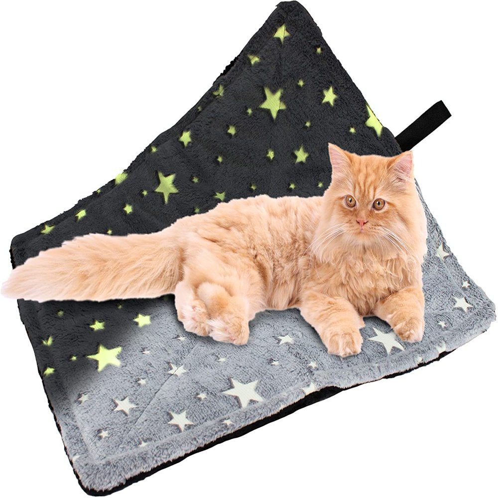 Downtown Pet Supply Thermal Cat Bed - Insulated Cat Mat with Aluminum Film & Sherpa Backing - Washer Safe Faux Fur Cover - Self-Warming Nap Animals & Pet Supplies > Pet Supplies > Cat Supplies > Cat Beds Downtown Pet Supply L Glow in the Dark 