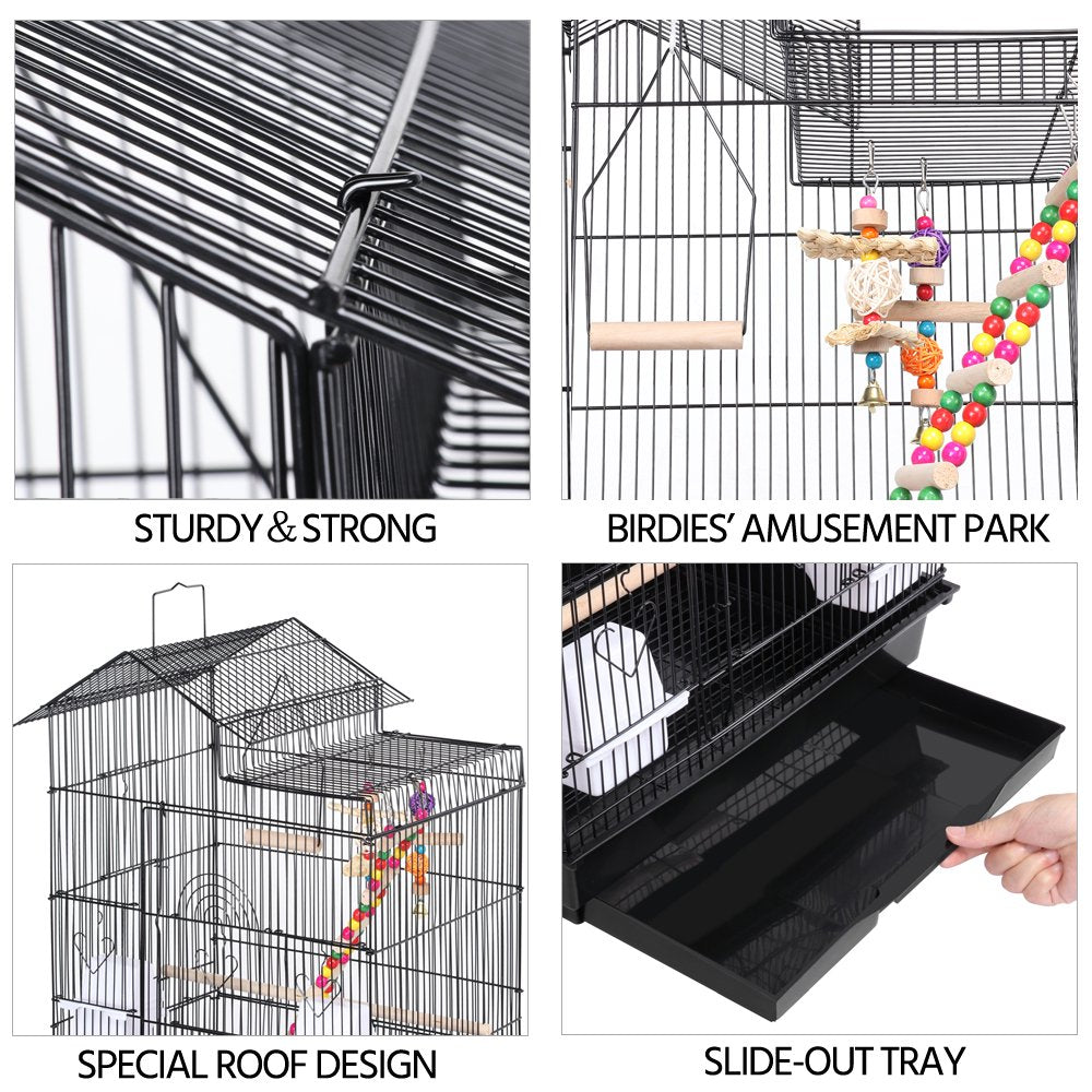 Smilemart 39" Metal Bird Cage with Perches and Toys, Black Animals & Pet Supplies > Pet Supplies > Bird Supplies > Bird Cages & Stands SmileMart   