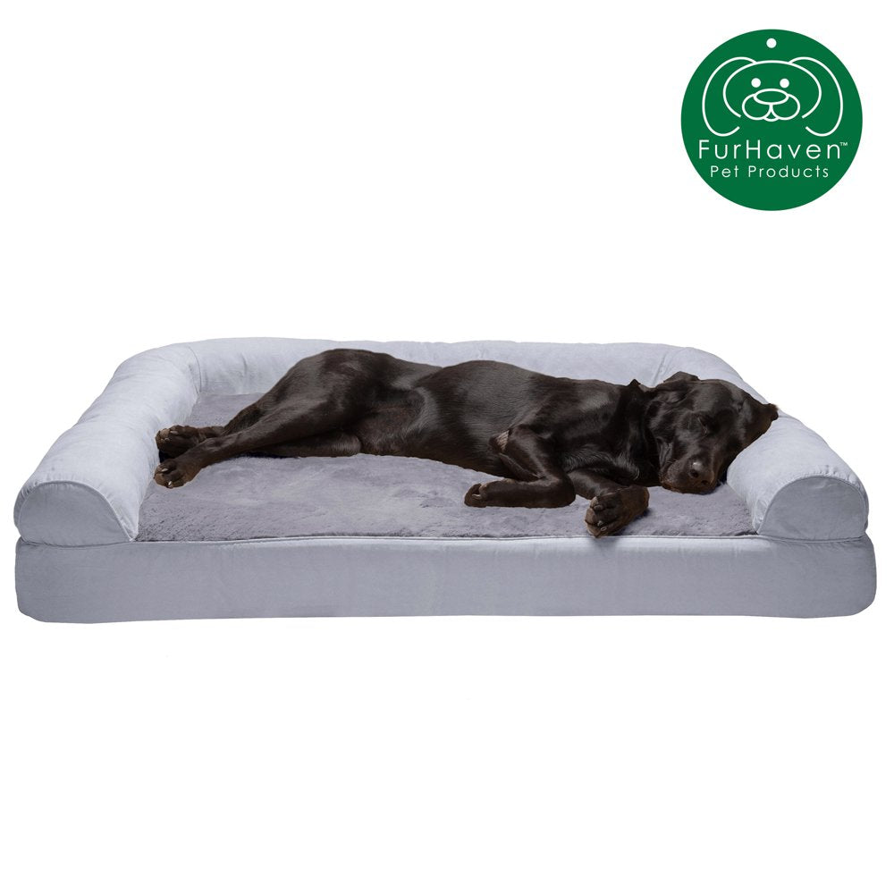 Furhaven Pet Products | Dog Bed Full Support Orthopedic Ultra Plush Sofa-Style Couch Bed for Dogs & Cats, Gray, Jumbo Plus Animals & Pet Supplies > Pet Supplies > Cat Supplies > Cat Beds FurHaven Pet Jumbo Plus Gray 