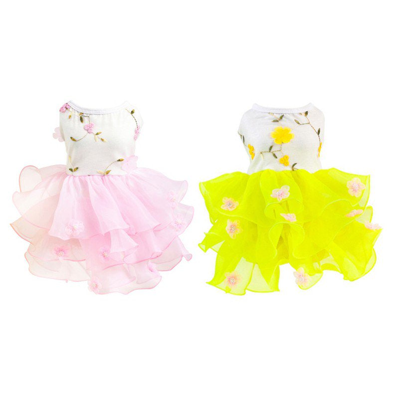 Dog Dress, 2Pcs Fashion Pet Spring Dresses Apparel Clothes, Puppy Shirts Vest Skirt for Small Dogs and Cats in Wedding Holiday Animals & Pet Supplies > Pet Supplies > Cat Supplies > Cat Apparel FYCONE   