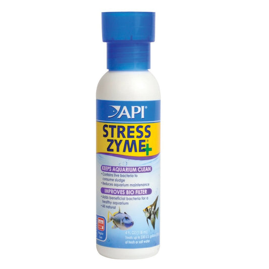 API Stress Zyme, Freshwater and Saltwater Aquarium Water Cleaning Solution, 4 Oz