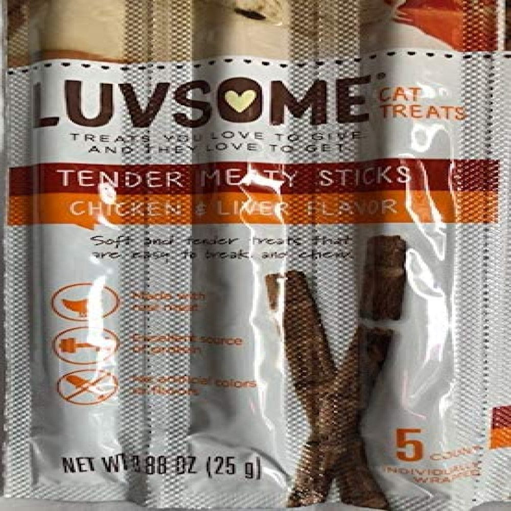 Lakeyen Cat Treat Tender Meaty Sticks Chicken & Liver Flavor 1-Pack 5-Individually Wrapped Sticks