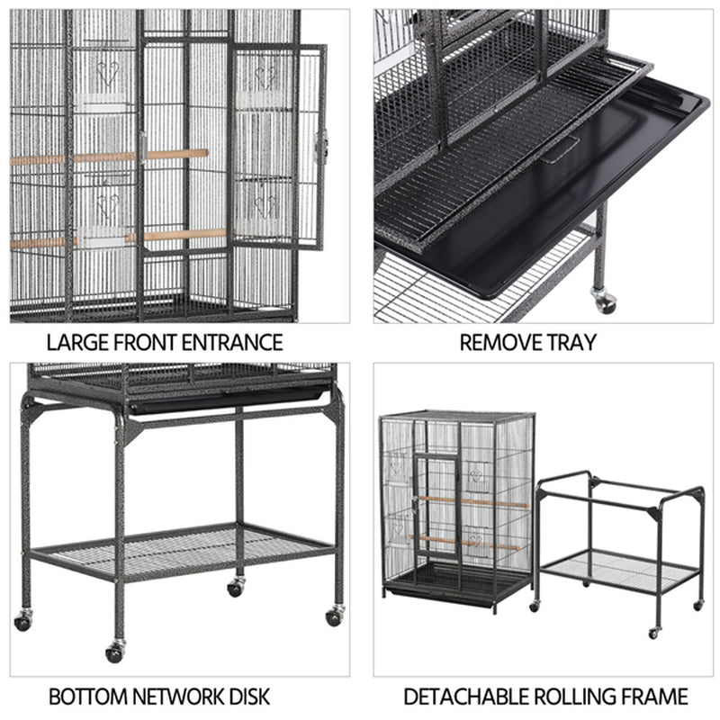 Topeakmart Bird Cage with Stand Wrought Iron Construction Quaker Parrot Cockatiel Finch Canary Bird Flight Cage Animals & Pet Supplies > Pet Supplies > Bird Supplies > Bird Cages & Stands Topeakmart   