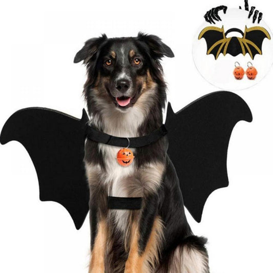 Summark Dog Cat Bat Wings, Halloween Costumes for Dogs, Pet Costume, Bat Wings for Dogs with Dog Leash and Pumpkin Bells, Pet Bat Wings Animals & Pet Supplies > Pet Supplies > Cat Supplies > Cat Apparel Sunmark S Black With Bells 