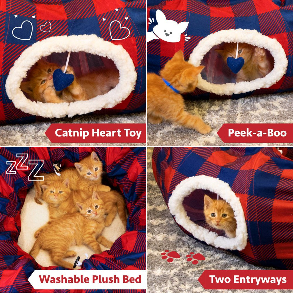 Kitty City Large Plaid Cat Tunnel Bed, Cat Toy - for Cat and Kitten Animals & Pet Supplies > Pet Supplies > Cat Supplies > Cat Beds Sport Pet   
