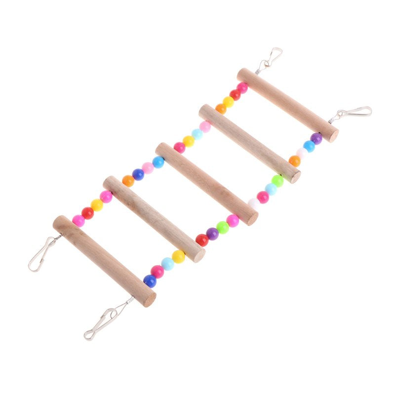 Pet Ladder Bird Toys for Parrots Crawling Bridge Wooden Cage Perch Swing Toy Animals & Pet Supplies > Pet Supplies > Bird Supplies > Bird Ladders & Perches BYDEZCON 5steps  