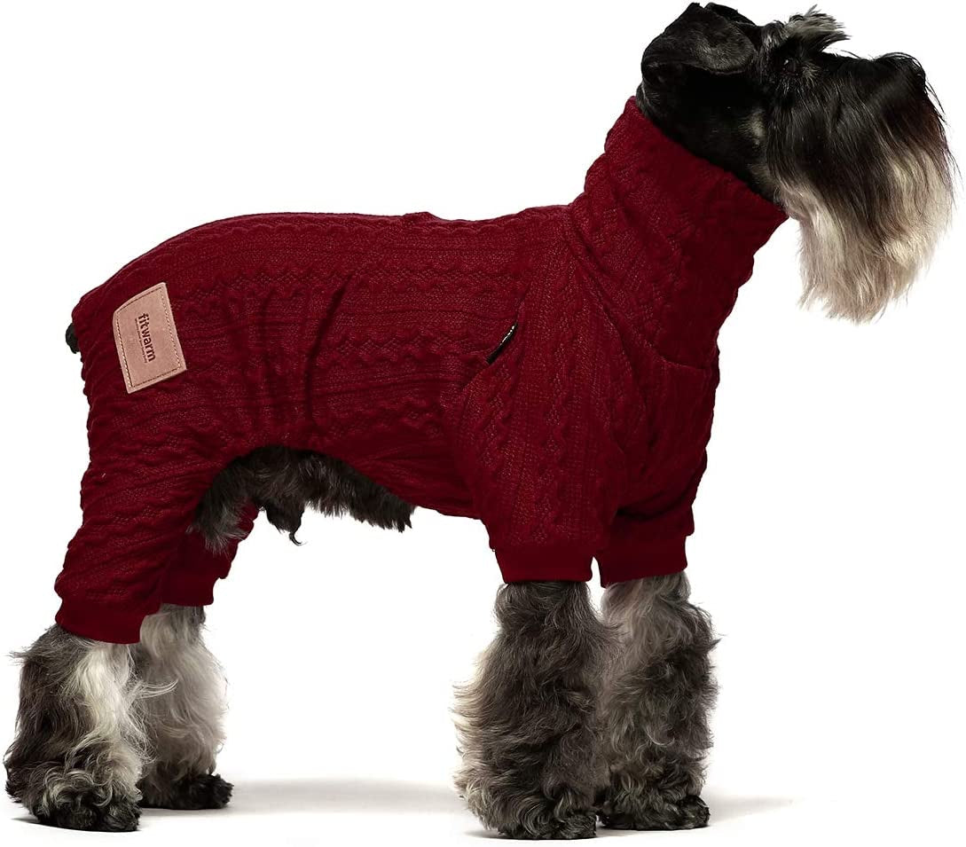 Fitwarm Thermal Knitted Dog Pajamas Pet Clothes Doggie Turtleneck PJS Lightweight Puppy Sweater Doggy Winter Coat Outfits Cat Jumpsuits Wine Burgundy Red X-Large Animals & Pet Supplies > Pet Supplies > Dog Supplies > Dog Apparel Fitwarm   