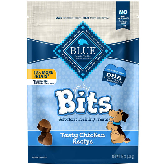 Blue Buffalo BLUE Bits Training Treats Chicken Flavor Soft Treats for Dogs, Whole Grain, 19 Oz. Bag