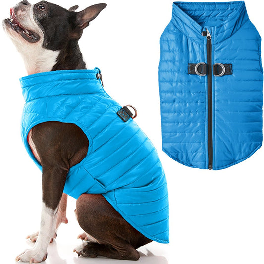 Gooby Puffer Vest Dog Jacket - Blue, Large - Ultra Thin Zip up Wind Breaker with Dual D Ring Leash Water Resistant Small Dog Sweater Animals & Pet Supplies > Pet Supplies > Dog Supplies > Dog Apparel Gooby Large Chest (~20.75") Blue 