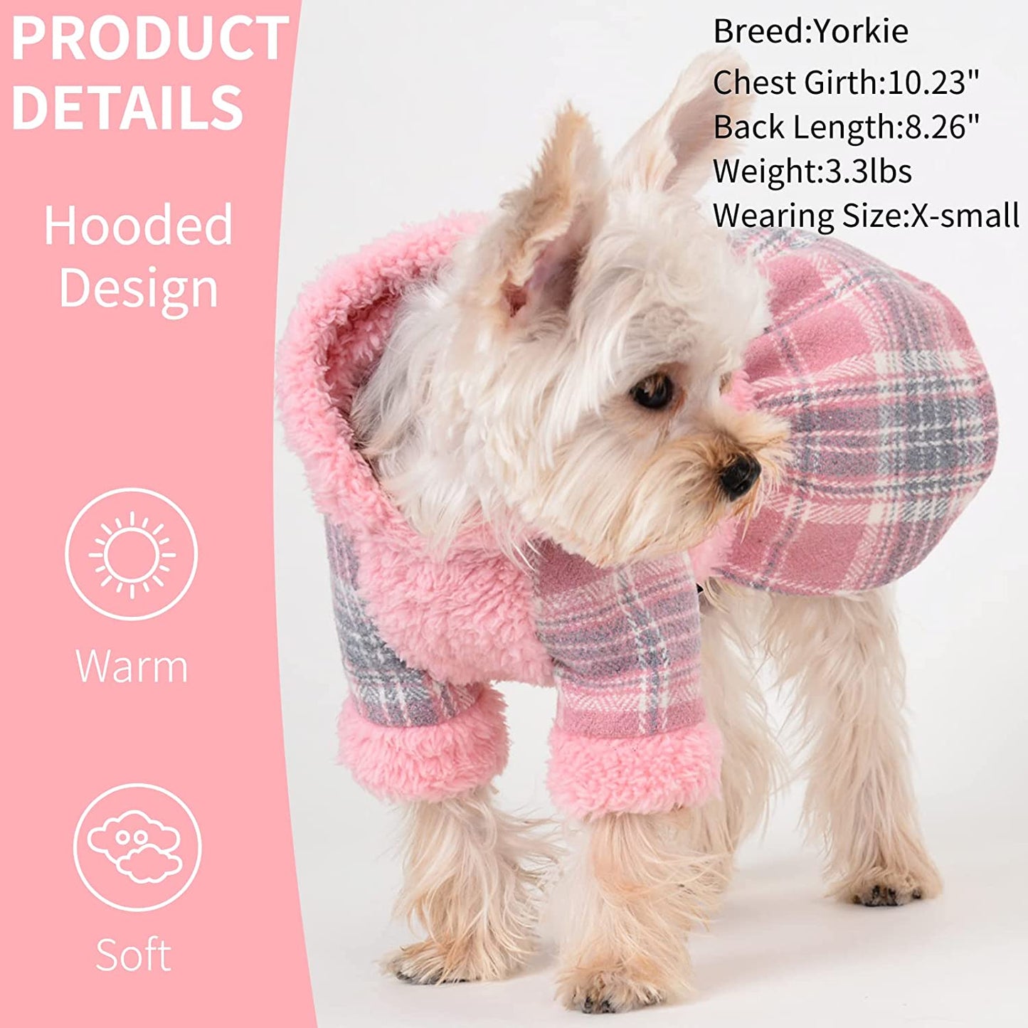 Yikeyo Small Dog Sweater Dress Winter Warm Dog Clothes for Small Dogs Girl Dog Fleece Sweater Pink Fluffy Puppy Hoodies Pet Clothing,Size Medium Animals & Pet Supplies > Pet Supplies > Dog Supplies > Dog Apparel Yikeyo   