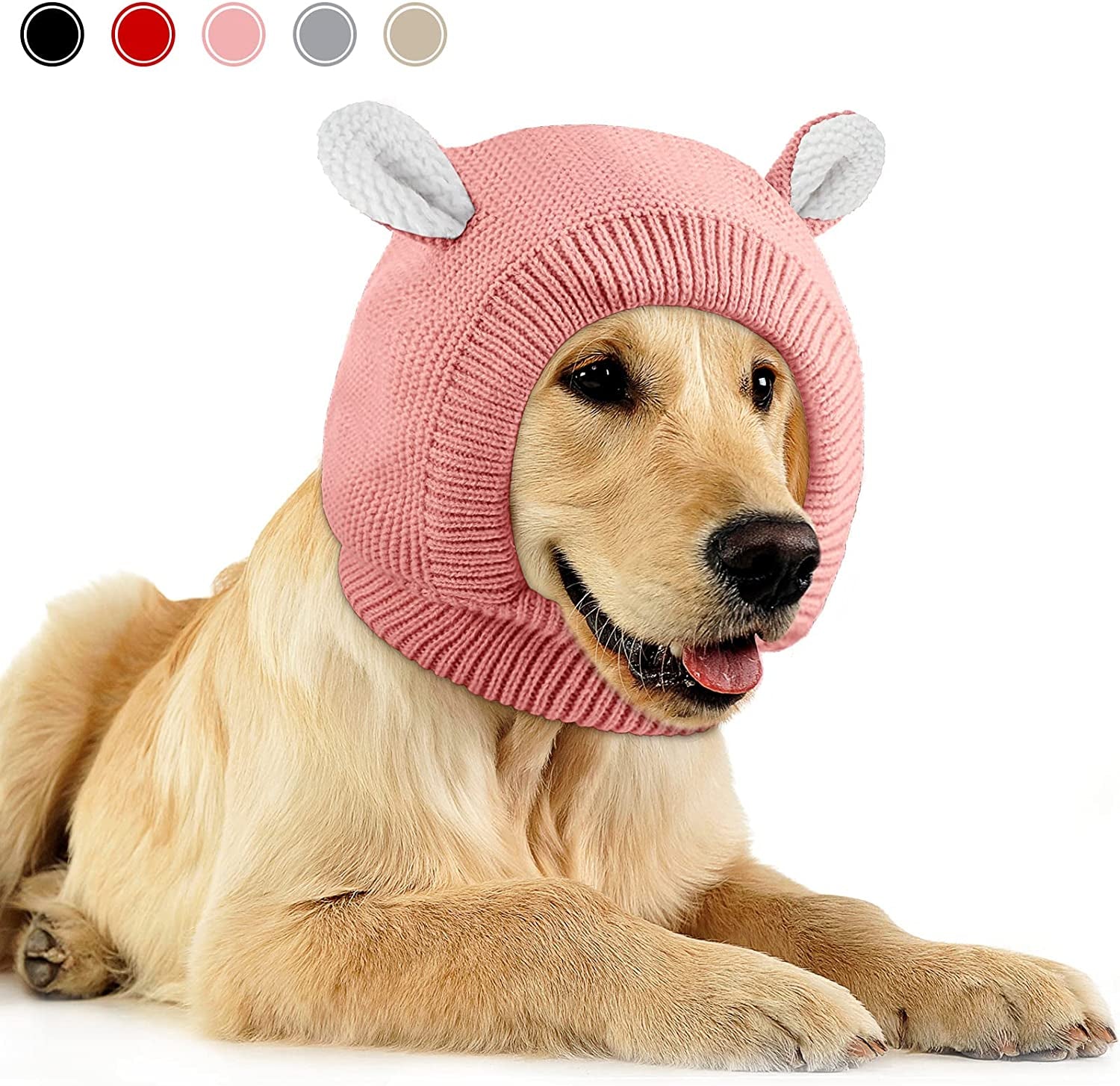 Quiet Ears for Dogs, Dog Ear Muffs Noise Protection Knitted Dog Hats Pet Ears Warm Dog Ear Cover Winter Hat Dog Snood Head Wrap Bunny Costume for Medium to Large Dogs Cats Pets (Yellow) Animals & Pet Supplies > Pet Supplies > Dog Supplies > Dog Apparel Frienda Pink  