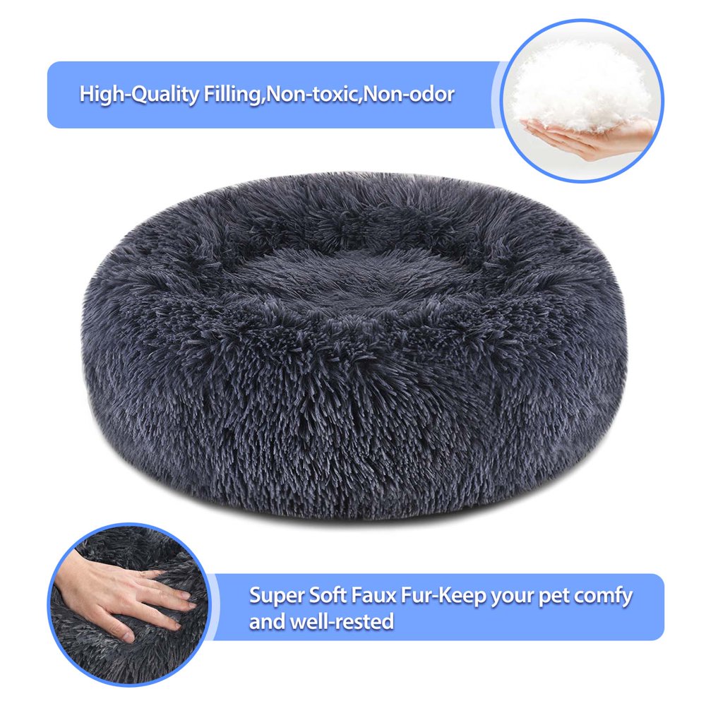 Focuspet Calming Donut Shag Cuddler 40" Dog Bed , for Large Size Dogs up to 100 Lbs, Anti-Slip & Water-Resistant Calming Bed Animals & Pet Supplies > Pet Supplies > Cat Supplies > Cat Beds PetPalace   