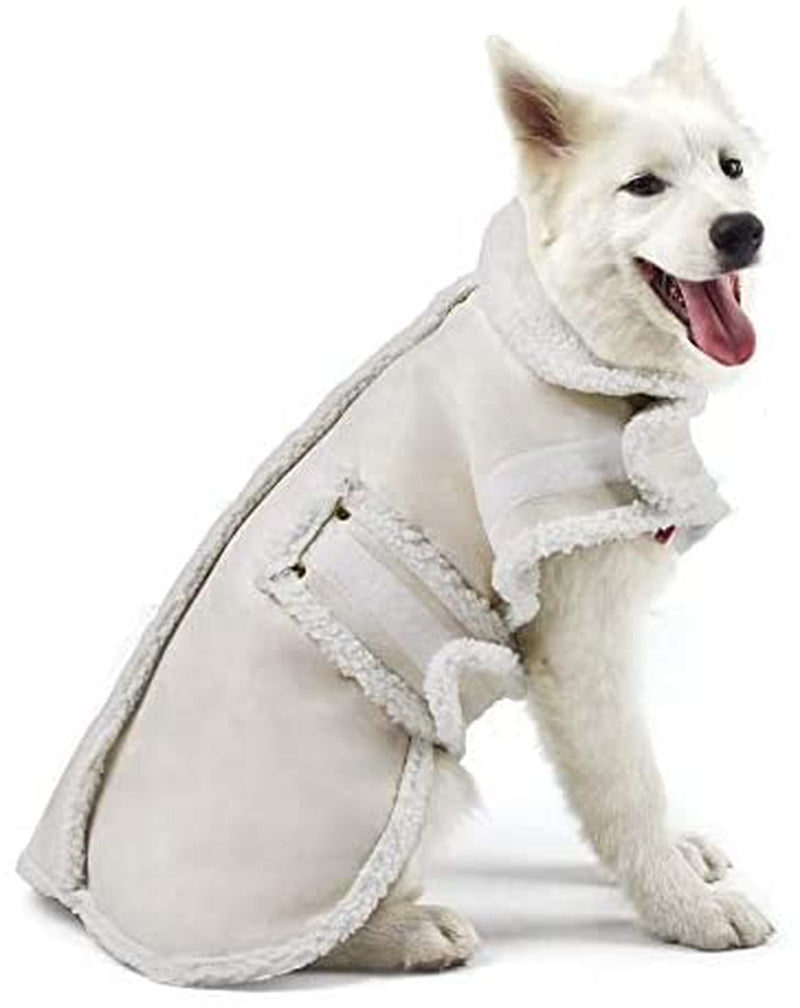 XUANQIFC Dog Winter Jacket, Warm Windproof Dog Sweaters for Small Dogs, Thick Apparelf Fleece Dog Coat for Medium Large Dogs (Xx-Large) Animals & Pet Supplies > Pet Supplies > Dog Supplies > Dog Apparel YIWU GEOFAIR IMPORT AND EXPORT CO.,LTD Beige Large(30.8lb-41.9lb) 