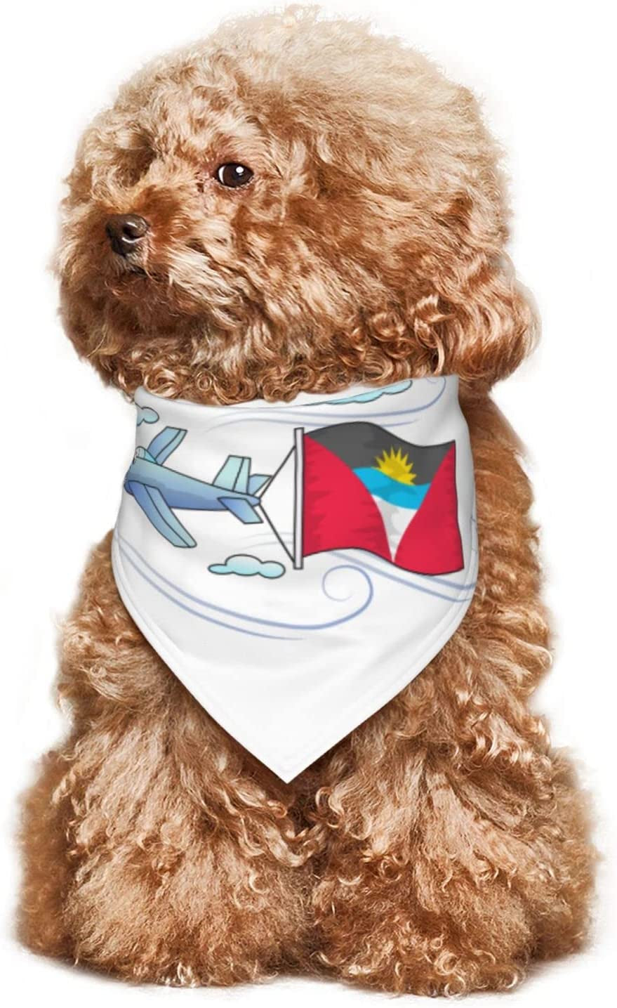 Airplane with Flag Antigua and Pet Dog and Cat Decorative Triangle Scarf,Dog Bandana,Breathable and Stain Resistant. Animals & Pet Supplies > Pet Supplies > Dog Supplies > Dog Apparel ZALTAS   