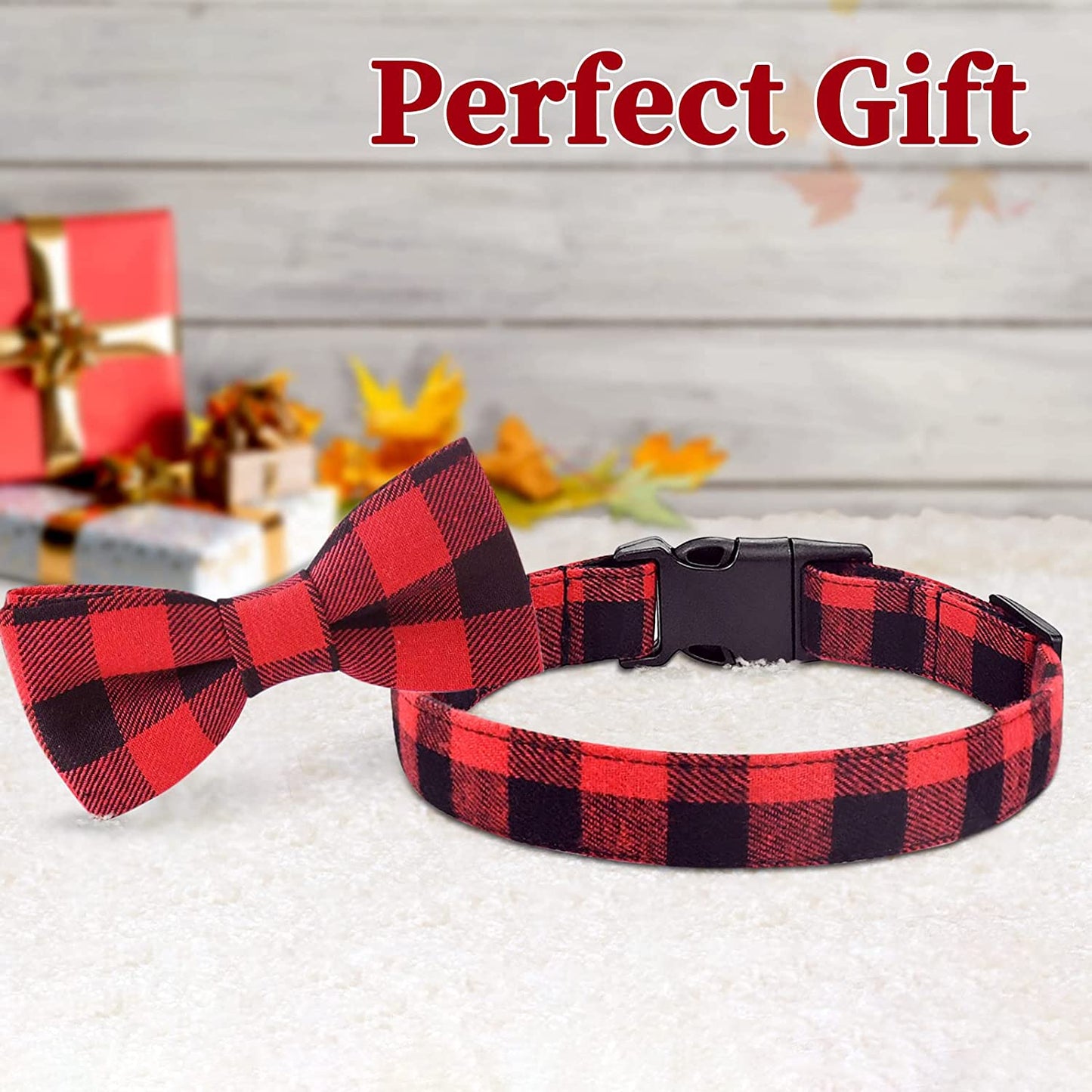 Malier Dog Collar with Bow Tie, Classice Plaid Pattern Dog Collar with Bow Tie and Durable Buckle Collar for Small Medium Large Dogs Puppy (Medium, Red) Animals & Pet Supplies > Pet Supplies > Dog Supplies > Dog Apparel Malier   