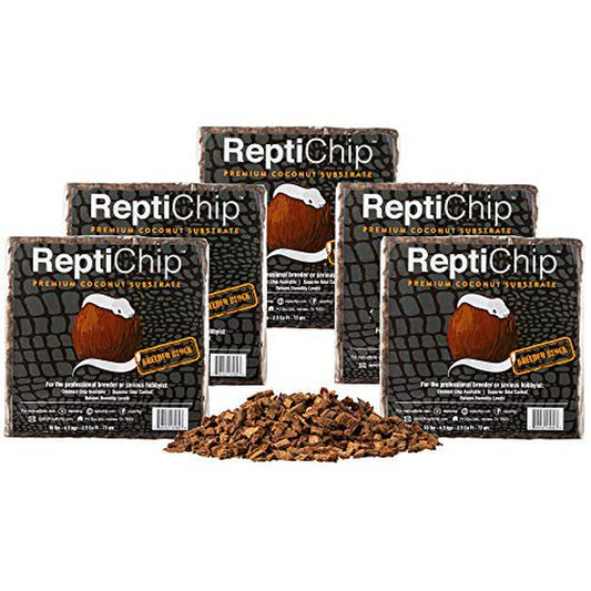 Reptichip Breeder Bundle (5 Pack) Contains 360 Quarts of Premium Coconut Reptile Substrate, the Perfect Bedding for Pythons, Boas, Lizards, and Amphibians