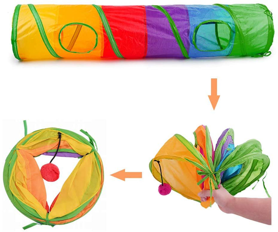 Cat Tunnel for Indoor Cats Interactive, Rabbit Tunnel Toys, Pet Toys Play Tunnels for Cats Kittens Rabbits Puppies Crinkle Collapsible Pop up Multiple Color 47" Animals & Pet Supplies > Pet Supplies > Cat Supplies > Cat Toys JINGPENG   