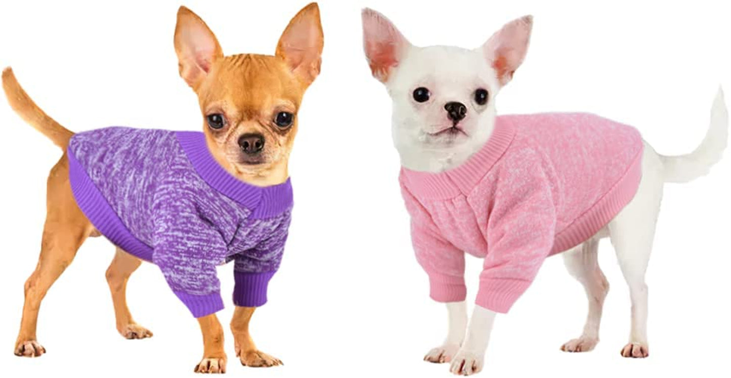 Chihuahua Sweaters for Dogs Puppy Hoodie with Pocket Tiny Dog Clothes Winter Fleece Warm Pet Doggie Sweatshirt for Small Girls Boys Yorkie Extra Small Dog Clothes XXS XS S, 2 Pieces (Xx-Small) Animals & Pet Supplies > Pet Supplies > Dog Supplies > Dog Apparel Sebaoyu purple,pink Small 