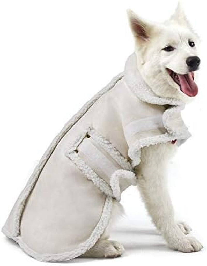 XUANQIFC Dog Winter Jacket, Warm Windproof Dog Sweaters for Small Dogs, Thick Apparelf Fleece Dog Coat for Medium Large Dogs (Large) Animals & Pet Supplies > Pet Supplies > Dog Supplies > Dog Apparel YIWU GEOFAIR IMPORT AND EXPORT CO.,LTD Beige Large(30.8lb-41.9lb) 