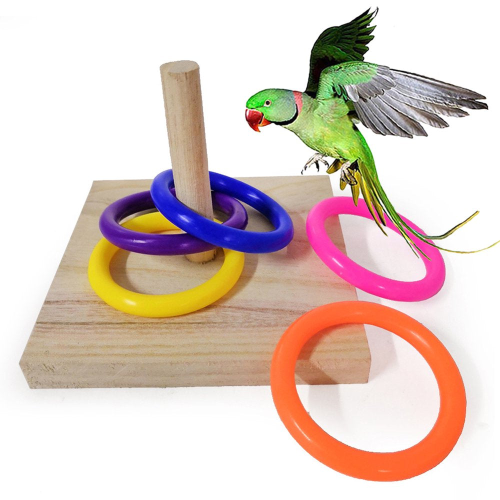 Papaba Bird Toy,Pet Bird Parrot Wooden Board Plastic Ring Training Loop Educational Chew Toy Animals & Pet Supplies > Pet Supplies > Bird Supplies > Bird Toys Papaba   