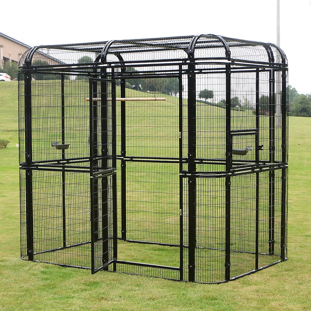 Walnest Outdoor Extra Large Bird Aviary Silver Black Large Parrots Cages Featuring Play Stand Perches Nest Habitat Garden Animals & Pet Supplies > Pet Supplies > Bird Supplies > Bird Cages & Stands Walnest Black  