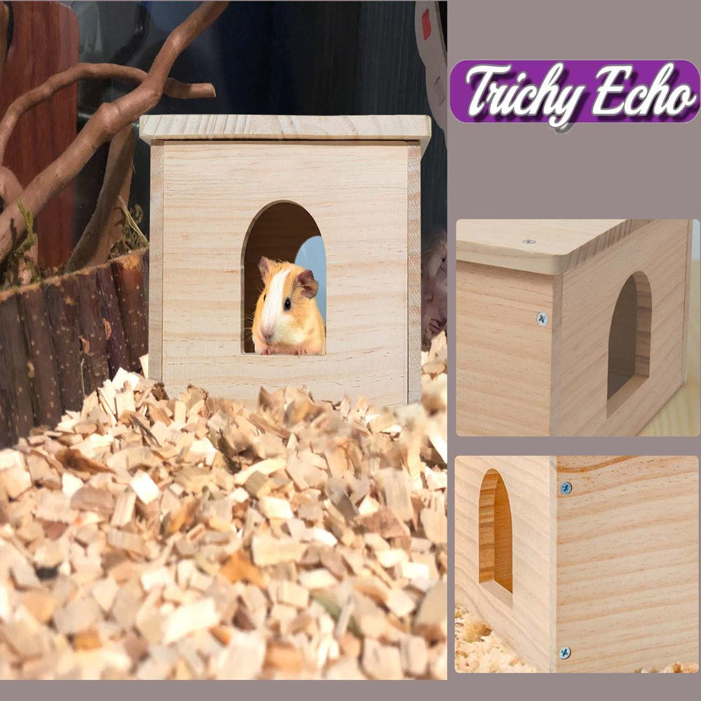 Guinea Pigs Wood House with Window, Small Animals Hut Hideout, Natural Habitat Cage for Guinea Pigs, Hamsters, Chinchillas Animals & Pet Supplies > Pet Supplies > Small Animal Supplies > Small Animal Habitats & Cages KOL PET   