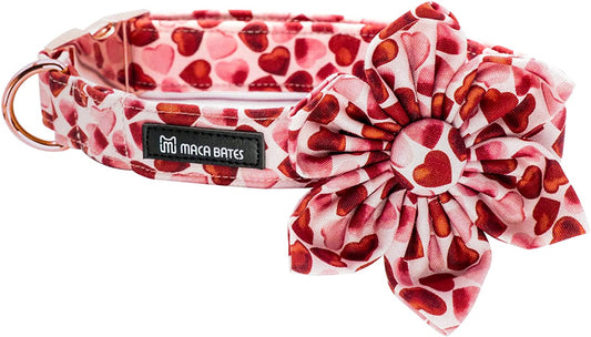 MACA Bates Valentine’S Day Dog Collar with Bow/Flower/Bow Tie, Sweet Heart Adjustable Collar for Small Medium Large Dog with Metal Buckle Animals & Pet Supplies > Pet Supplies > Dog Supplies > Dog Apparel M MACA BATES   