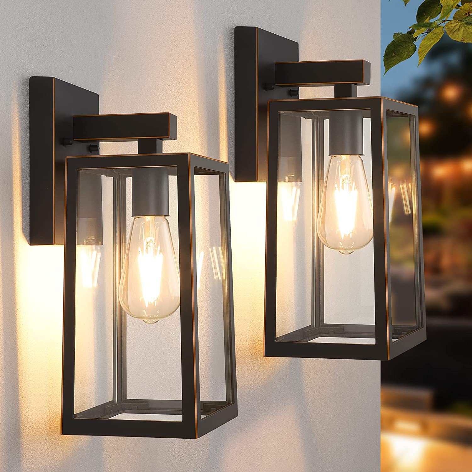 Maxvolador Outdoor Wall Sconce, Exterior Waterproof Wall Lantern Light Fixtures, Black Porch Lights with Toughened Glass Shade, Anti-Rust E26 Socket Front Door Wall Mount Lighting for Garage, 2 Pack Animals & Pet Supplies > Pet Supplies > Dog Supplies > Dog Apparel MAXvolador Oil-Rubbed Bronze  