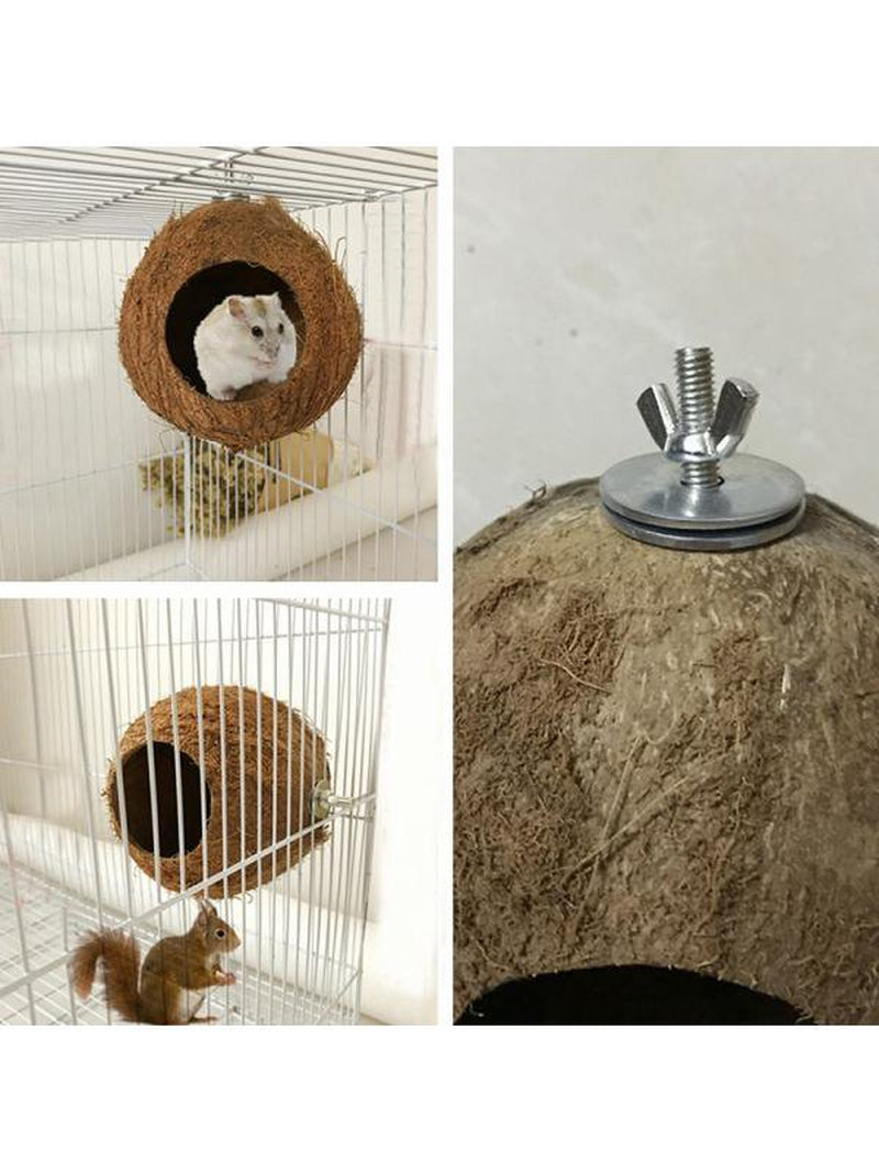 SHEMALL Natural Coconut Shell Bird Nest House Hut Feeder Pet Parrot Birds Toy Animals & Pet Supplies > Pet Supplies > Bird Supplies > Bird Toys SHEMALL   