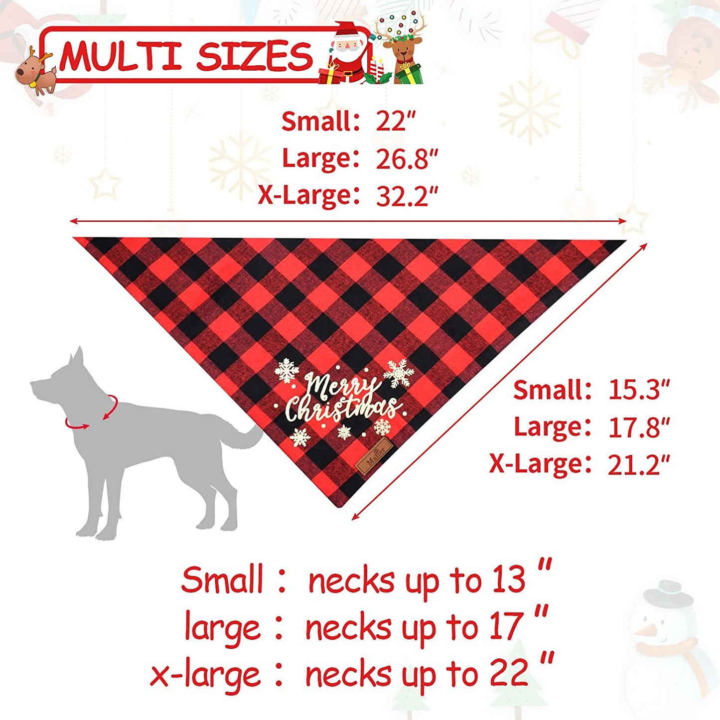 Malier 2 Pack Dog Bandana, Christmas Classic Buffalo Plaid Printing Dog Bandana, Pets Scarf Triangle Bibs Kerchief Dandana Costume Accessories for Small Medium Large Dogs Cats Pets (Large) Animals & Pet Supplies > Pet Supplies > Dog Supplies > Dog Apparel Malier   