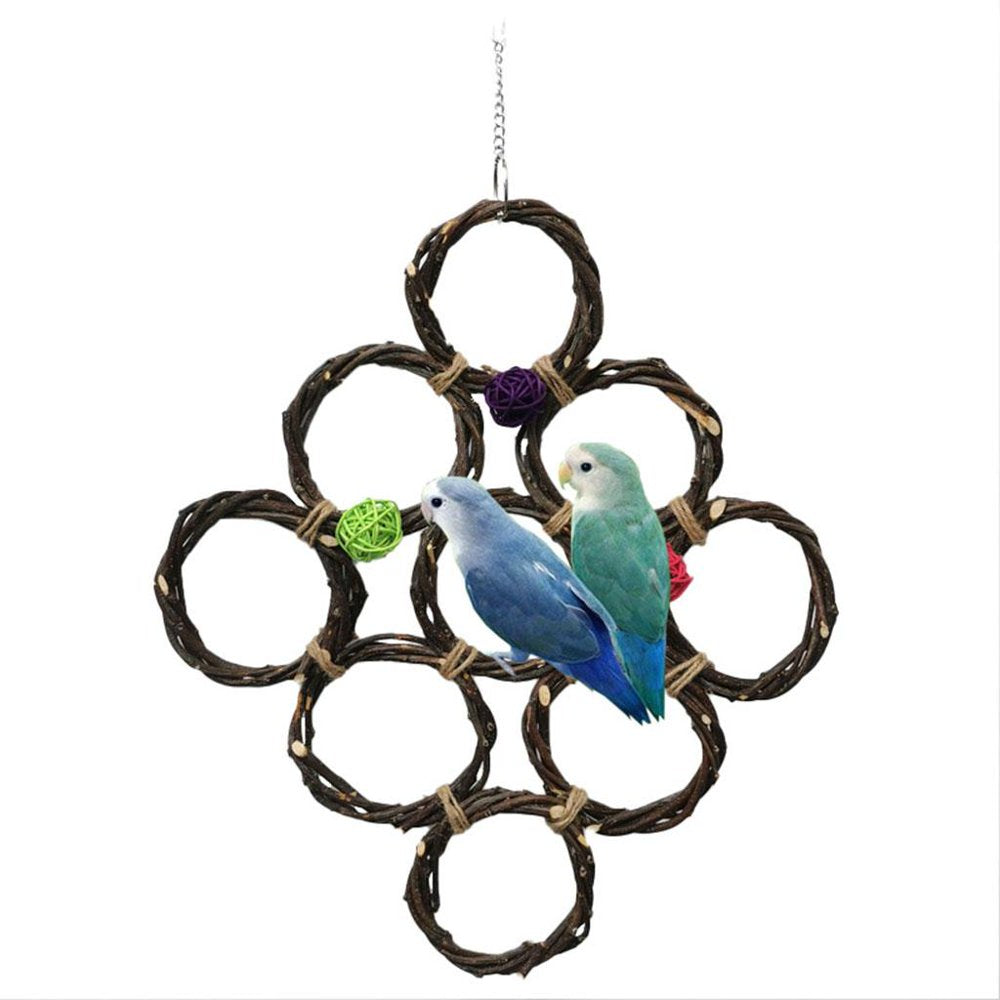 Bird Foraging Wall Bird Climbing Net Parrot Activity Parrot Hanging Standing Climbing Net Straw Braid for Cockatiel Birds Cage Accessories , with Cane Ball Animals & Pet Supplies > Pet Supplies > Bird Supplies > Bird Cage Accessories Menolana   