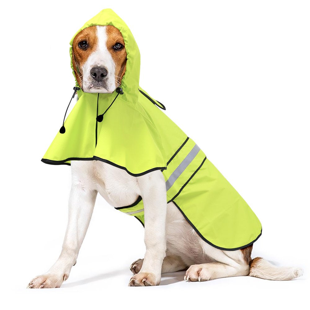 Bseen Dog Raincoat Hooded - Waterproof Reflective Pet Rain Jacket (Green, Large) Animals & Pet Supplies > Pet Supplies > Dog Supplies > Dog Apparel Dongguan Bison Sports Articles Co. Ltd. M [Neck: 15.75"; Chest Girth: 16"-21"; Length: 15.5"] Green 