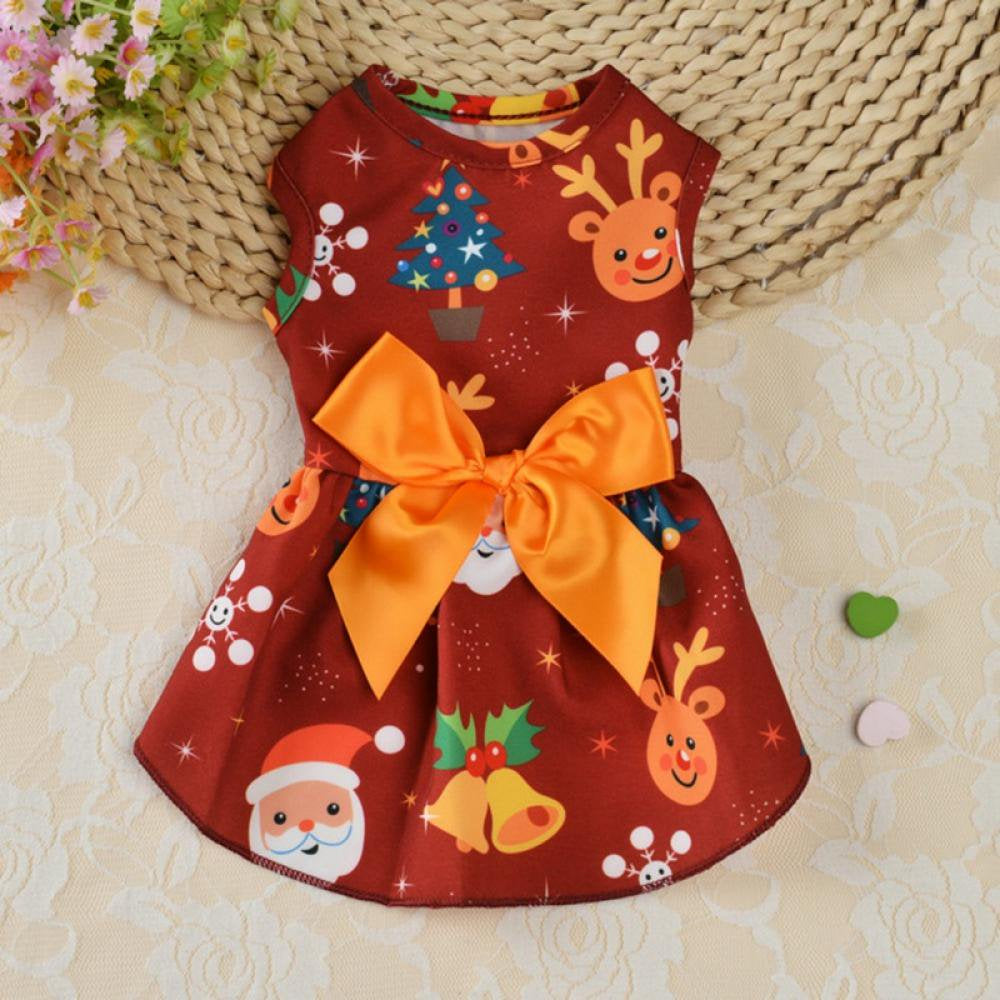 Holiday Dog Dress Cute Halloween Pet Dresses Skirts Christmas Doggie Bowknot Dresses Thanksgiving Puppy Festival Skirts Pet Apparel Clothes for Dogs Cats Pets Animals & Pet Supplies > Pet Supplies > Cat Supplies > Cat Apparel MAXCOZY XL R 