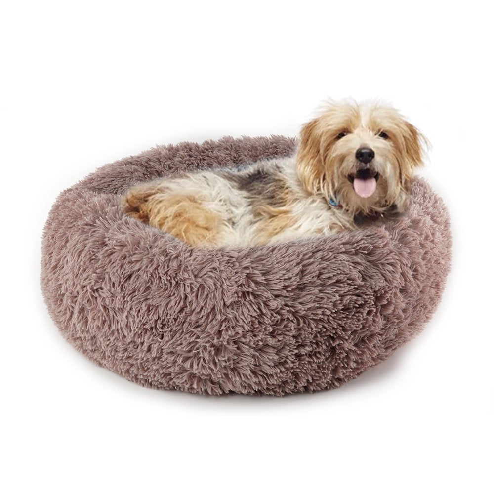 Precious Tails Dog Cat Super Lux Shaggy Fur Donut Bolster Pet Bed - Small Animals & Pet Supplies > Pet Supplies > Cat Supplies > Cat Beds ENCHANTE ACCESSORIES   