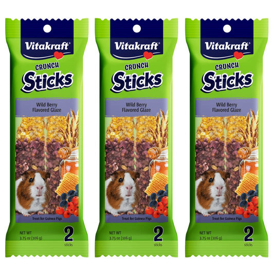 Vitakraft Crunch Sticks Guinea Pig Chewable Treats - Wild Berry and Honey - Supports Healthy Teeth - Multi Pack of 3 Animals & Pet Supplies > Pet Supplies > Small Animal Supplies > Small Animal Treats Vitakraft Sunseed   