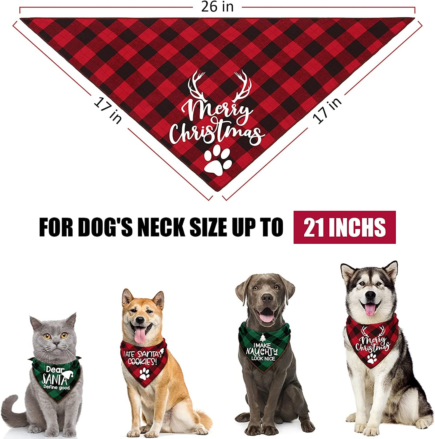 4 Pack Birthday Dog Bandanas - Classic Triangle Merry Christmas Printing Fall Plaid Xmas Pet Scarf Bibs Kerchief Gifts Set - Pet Holiday Accessories Decoration for Small to Large Puppy Dogs Cats Animals & Pet Supplies > Pet Supplies > Dog Supplies > Dog Apparel Remifa   