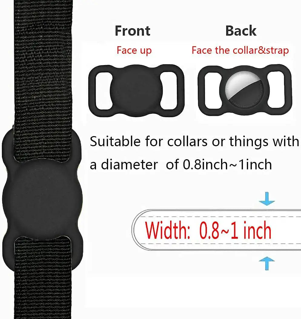 Airtag Holder Compatible Apple Air Tag,2 Pack Silicone Case for Pet Dog Cat Collar and Kid’S School Bag Backpack Black&Orange Electronics > GPS Accessories > GPS Cases JEANUE   