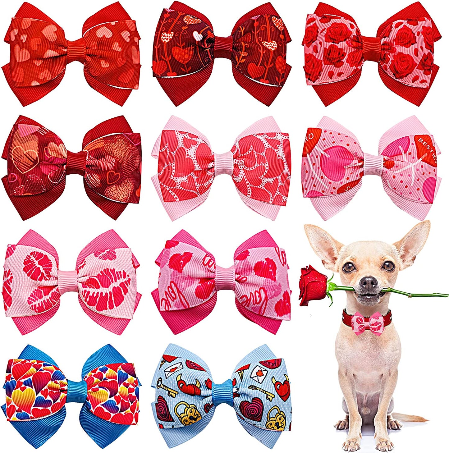 Jpgdn 10Pcs Small Dogs Collar Bow Ties for St.Patrick'S Day Puppy Collar Bows Bowknot for Small and Medium Doggy Cat Kitten Rabbit Pet Sliding Collar Grooming Accessories Attachment Embellishment Animals & Pet Supplies > Pet Supplies > Dog Supplies > Dog Apparel JpGdn Valentine's Day dogs bowtie attachment  