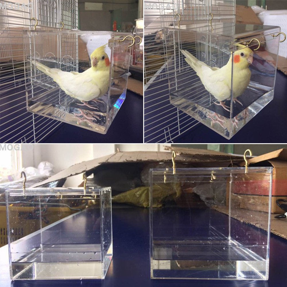 Small Bird Bath Box Hanging Bathing Tub Bird Cage Accessories Transparent Design Animals & Pet Supplies > Pet Supplies > Bird Supplies > Bird Cage Accessories BYDEZCON   