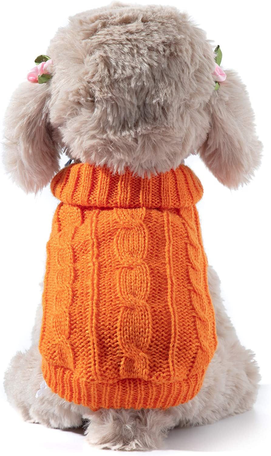 Small Dog and Cat Classic Sweater Knitwear Knitted Sweater Clothes (8", White) Animals & Pet Supplies > Pet Supplies > Dog Supplies > Dog Apparel EmmaWu Orange Back Length 6” 