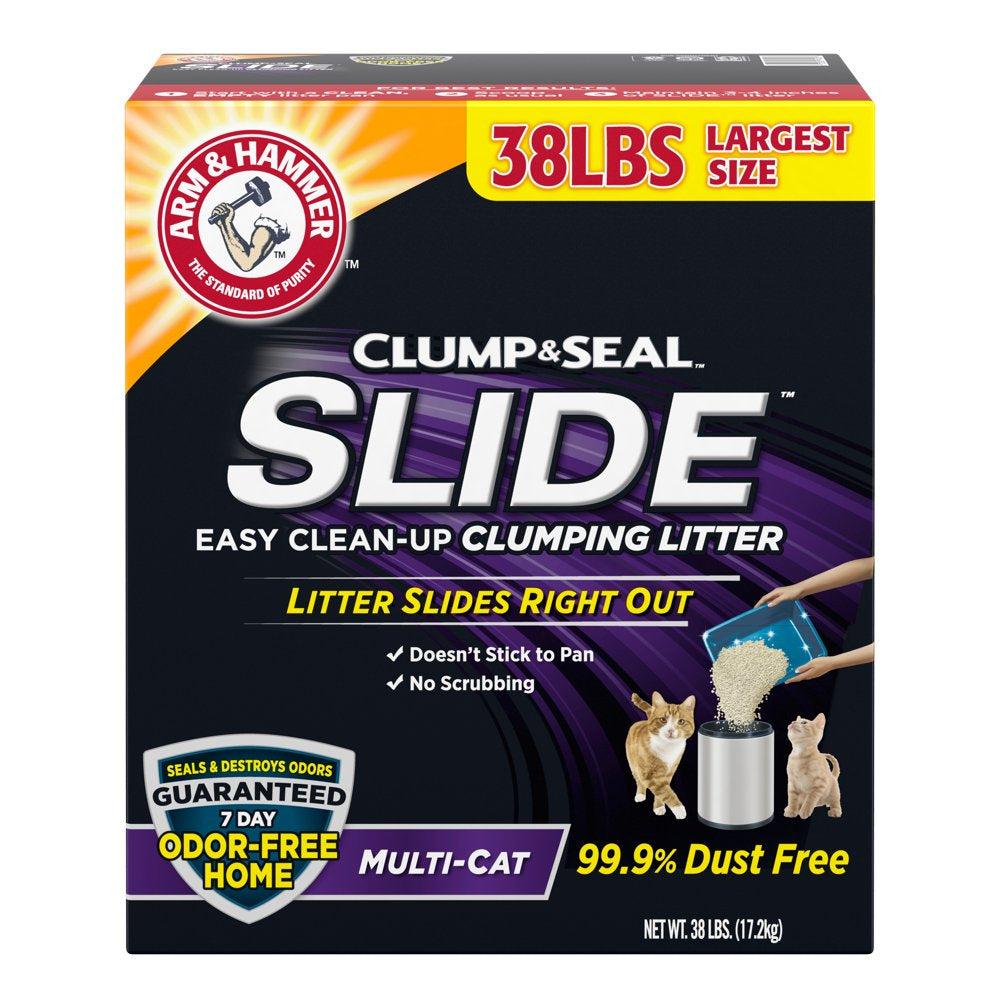 Arm & Hammer SLIDE Easy Clean-Up Multi-Cat Clumping Cat Litter, 38Lb Animals & Pet Supplies > Pet Supplies > Cat Supplies > Cat Litter Church & Dwight Co., Inc. 38 lbs  