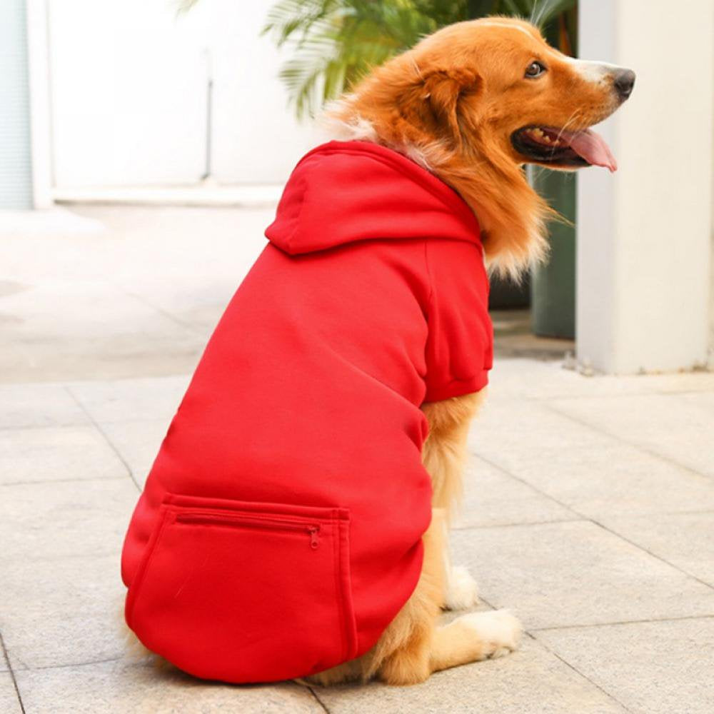 Pet Dog Hoodies Sweaters Winter Clothes with Hat and Pocket Costume Windproof Apparel for Small Medium Large Dog Animals & Pet Supplies > Pet Supplies > Dog Supplies > Dog Apparel Feiona M Red 
