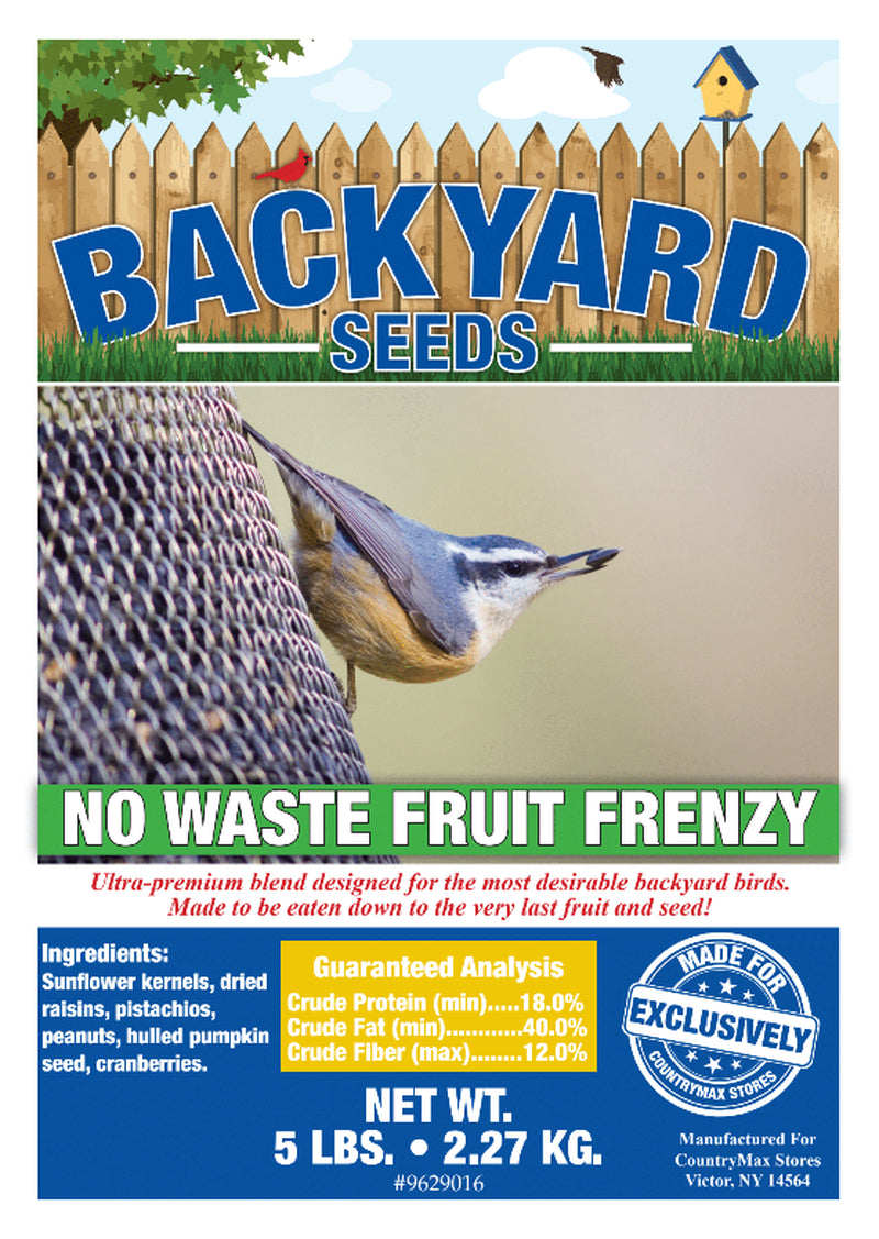 Backyard Seeds No Waste Fruit Frenzy Bird Seed 5 Pounds Animals & Pet Supplies > Pet Supplies > Bird Supplies > Bird Treats BACKYARD SEEDS   