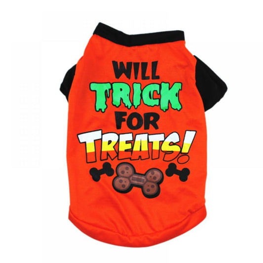 Halloween Dog Shirts Printed Puppy Outfits Pet Costume Cute Dog Clothing for Small Dogs and Cats Halloween Cosplay Pet Apparel Trick or Treat Animals & Pet Supplies > Pet Supplies > Dog Supplies > Dog Apparel Canopy S Orange 