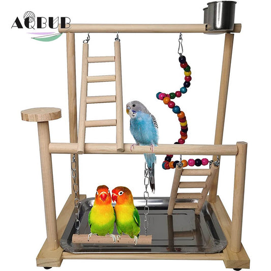 Parrots Playground, Bird Play Gym, Wooden Perches, Rotating Ladder Climbing Swings, Chewing Toys and Parakeet Feeding Cups, Sports and Activity Centre (Including Pallets) Animals & Pet Supplies > Pet Supplies > Bird Supplies > Bird Ladders & Perches KOL PET   