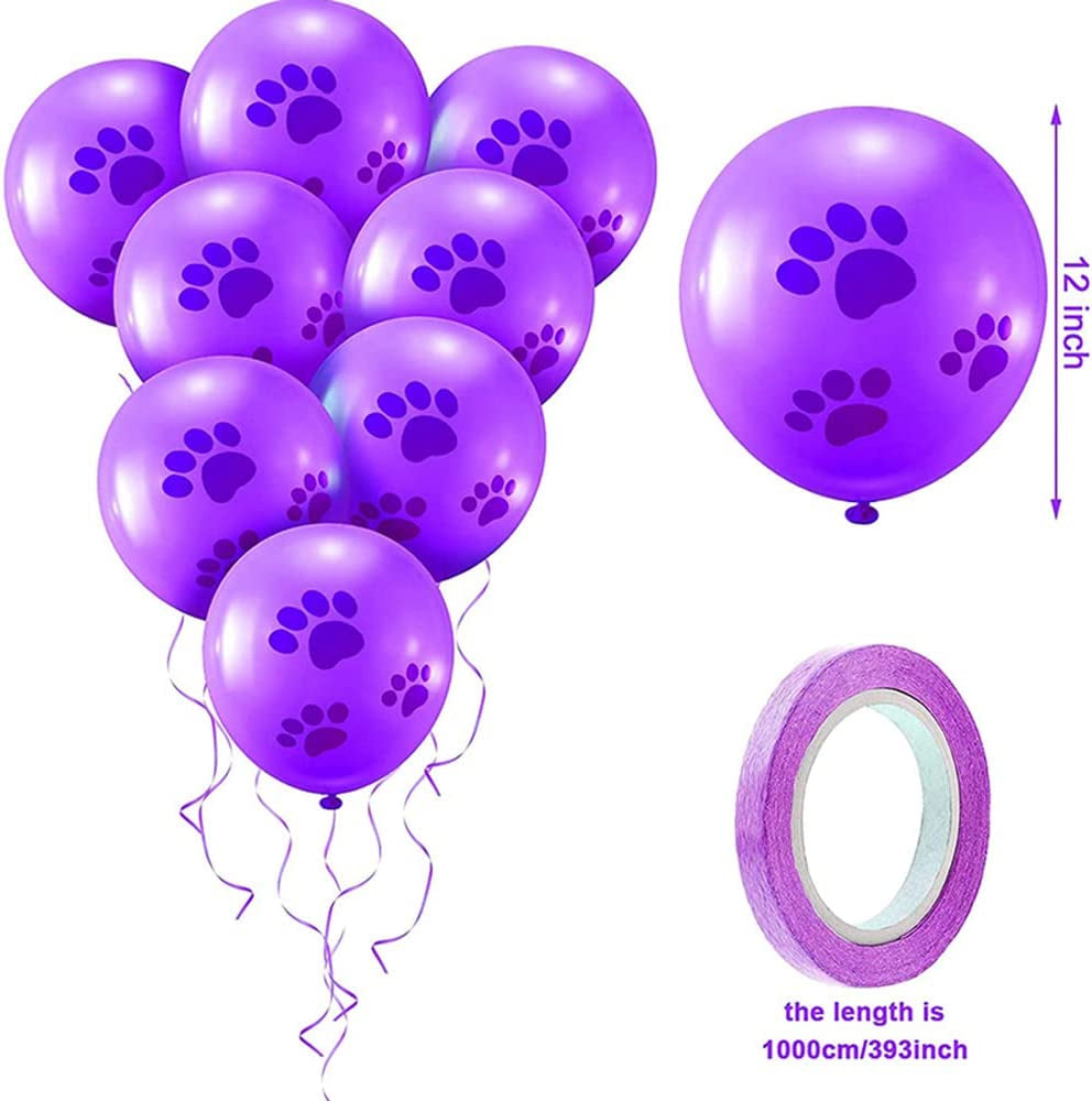 ACSUZ Purple Dog Birthday Decorations Happy Birthday Banner Bandana Scarf Bowtie Hat and Paws Prints Ballons Sets Animals & Pet Supplies > Pet Supplies > Dog Supplies > Dog Apparel ACSUZ   