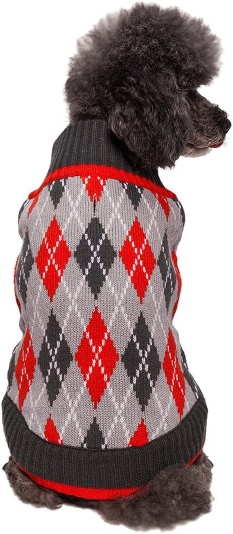 Blueberry Pet Chic Argyle All over Dog Sweater in Charcoal and Scarlet Red, Back Length 12", Pack of 1 Clothes for Dogs Animals & Pet Supplies > Pet Supplies > Dog Supplies > Dog Apparel Blueberry Pet Charcoal and Scarlet Red 16 inch (Pack of 1) 