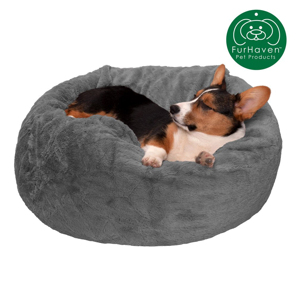 Furhaven Pet Products round Plush Ball Pet Bed for Dogs & Cats, Espresso, Extra Large Animals & Pet Supplies > Pet Supplies > Cat Supplies > Cat Beds FurHaven Pet M Gray Mist 